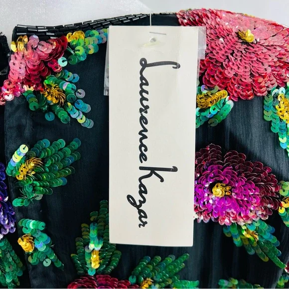 Laurence Kazar Vintage Tags Attached Sequined Floral Silk Blend Top - Picture 9 of 16